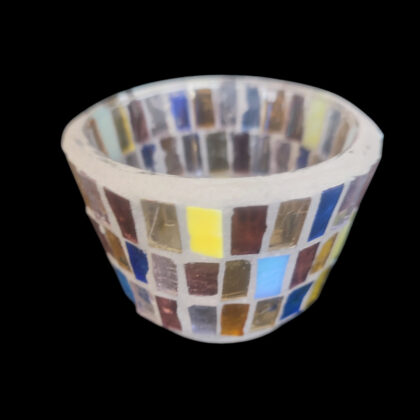Mosaic Tealight, blue and yellow