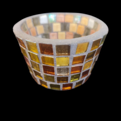 Mosaic Tealight, Yellow and bronze jewel