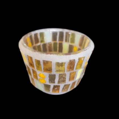Mosaic Tealight, Yellow with murano millefiori