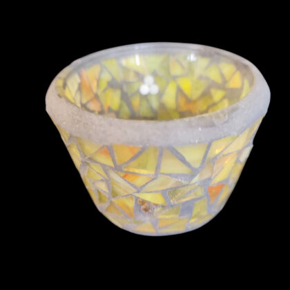 Mosaic Tealight, Yellow opus with Swarovski crystals