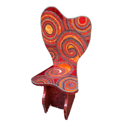 Burlesque Throne <br>126 H × 60 W × 48 D cm, · Hand-cut glass and mirror mosaic